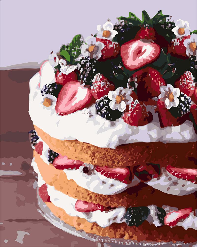 Картина по номерам Идейка "Торт с клубникой" 40х50 см (KH5587)