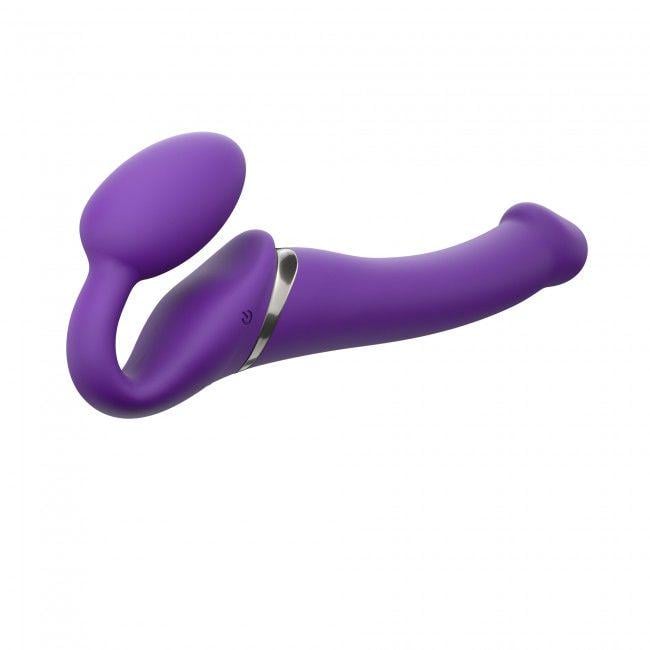 Страпон безременный с вибрацией Strap-On-Me Vibrating пульт ДУ регулируемый M Ø 3,8 см Violet (SO3825)