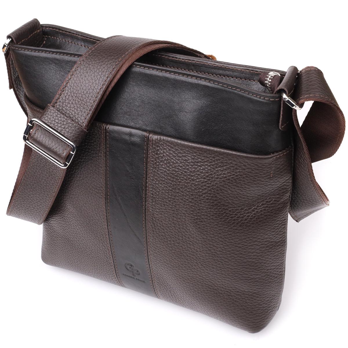 Чоловіча сумка через плече Grande Pelle Bag 22884 з натуральної шкіри Коричневий (53804)