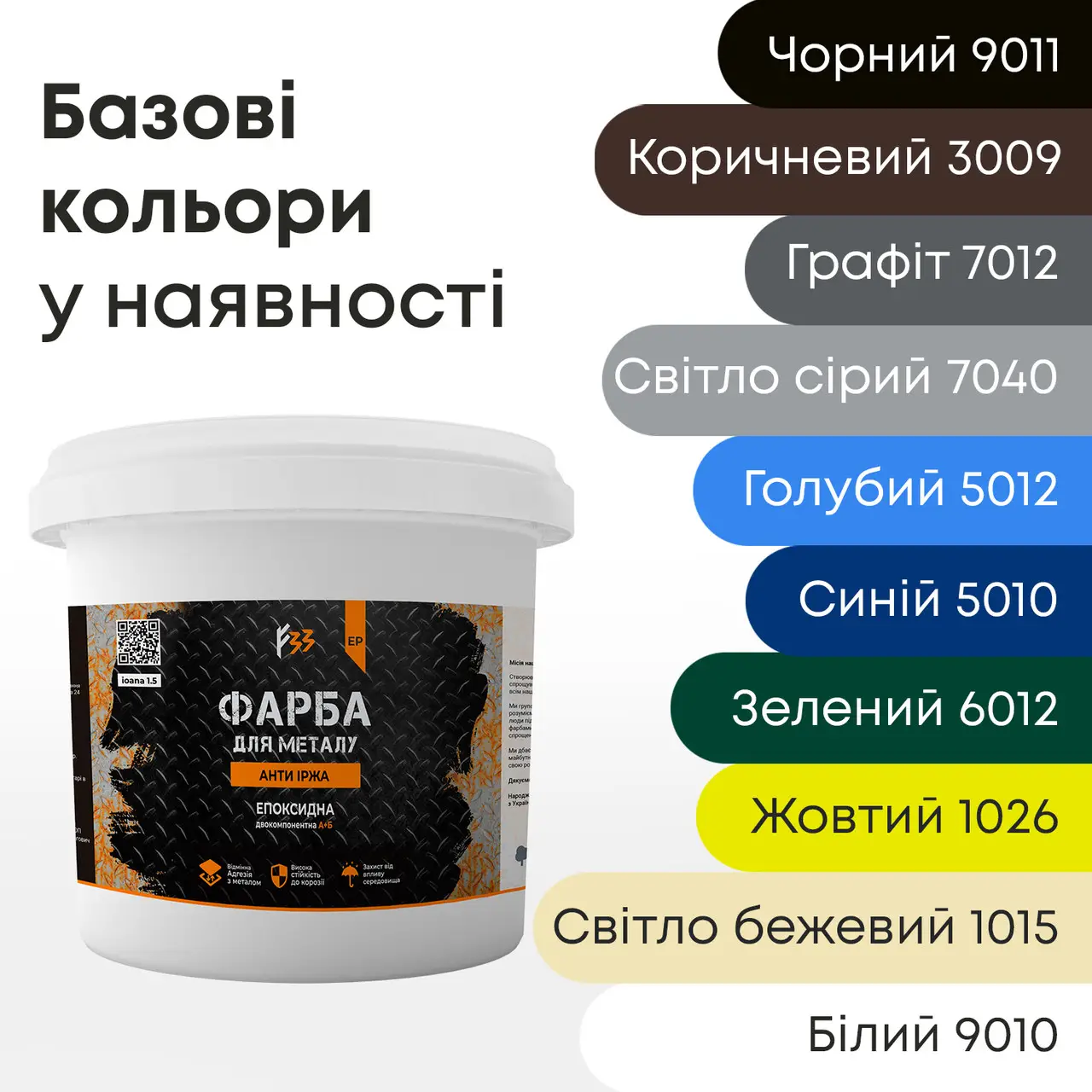 Фарба епоксидна для металу проти іржі 1 кг RAL 5012 Блакитний (666333) - фото 2