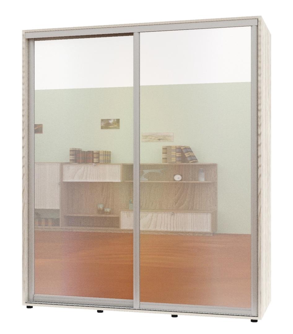 Шкаф-купе двухдверный Комфорт Мебель Стандарт Зеркало 190x45x210 см Дуб беленый