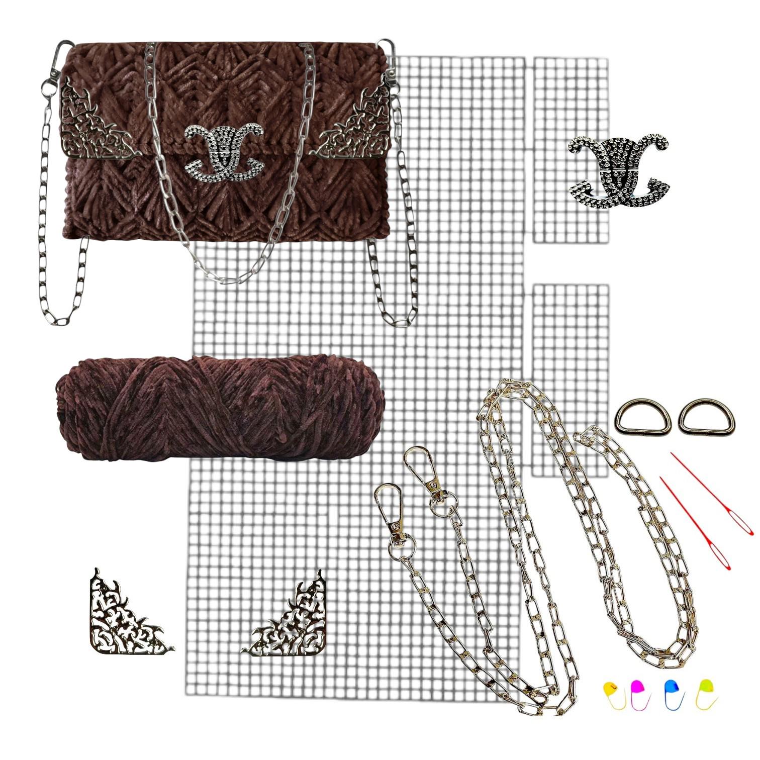 Набор для создания сумки из пластиковой канвы Серебряная лилия с нитками Темно-коричневый (1596-27) - фото 2 Набор для создания сумки из пластиковой канвы Серебряная лилия с нитками Темно-коричневый (1596-27) - фото 2