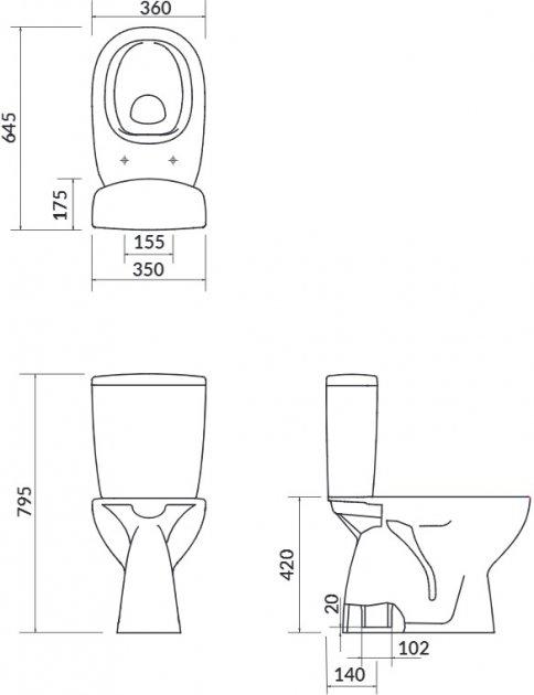 Унитаз-компакт Cersanit 685 Arteco CleanOn 021 с бачком и сиденьем Soft Close 3/5 л - фото 4