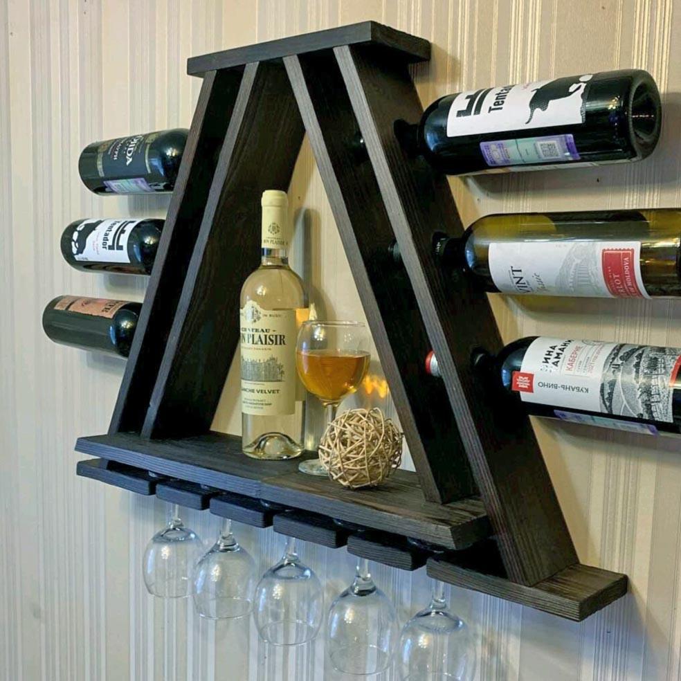 Полка для вина настенная из дерева Кембути Венге (ПНК-010912)