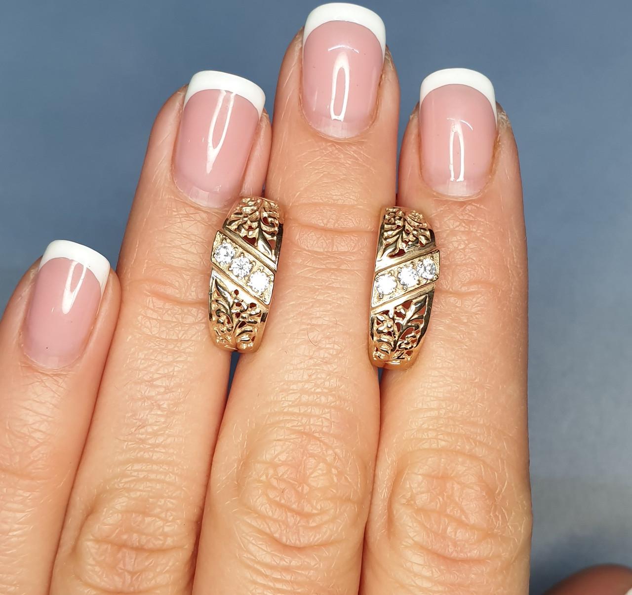 Серьги позолоченные с кубическим цирконием 3,7 г (1307780523)