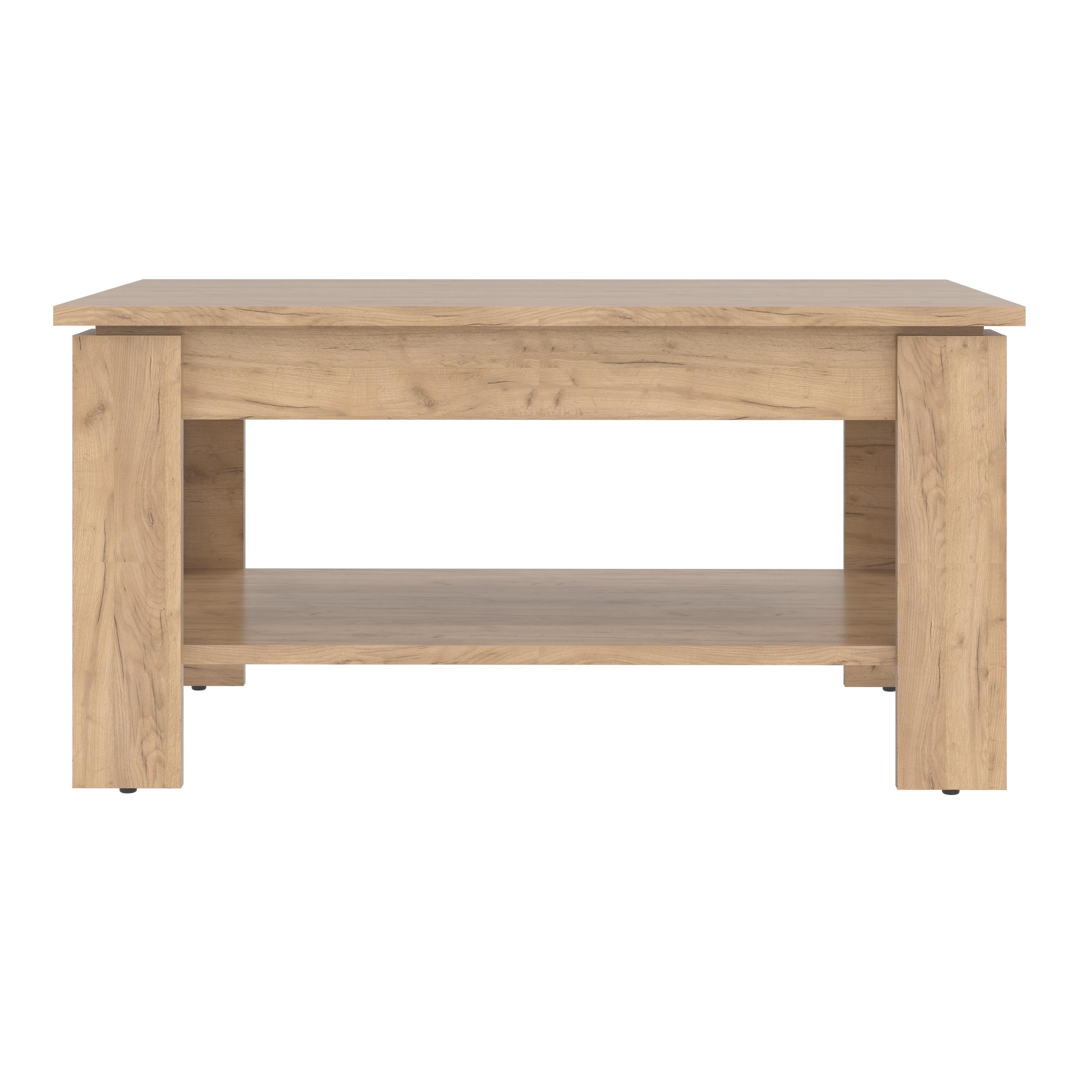 Стол журнальный MEBLIBUD BELLA с полкой 80х50х40 см Дуб крафт Золотой - фото 2