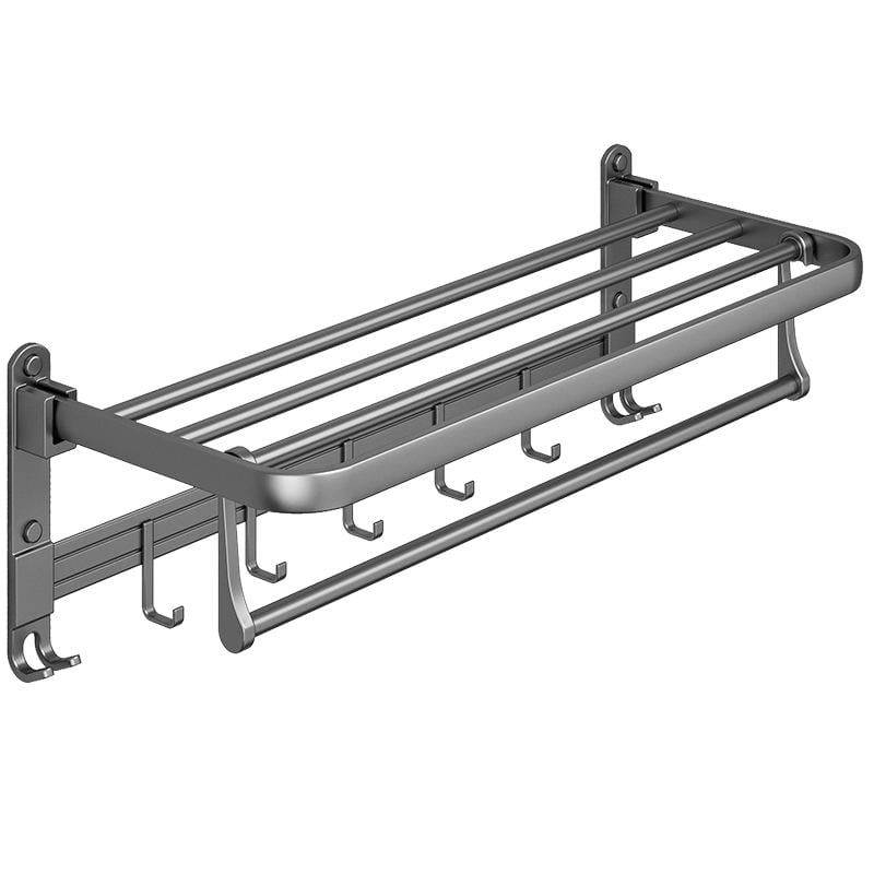 Полка прямая откидная с перекладиной и крючками Графитовый (37102)
