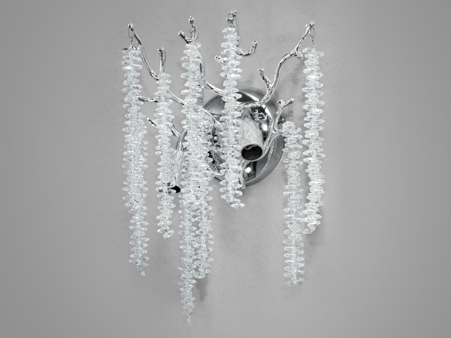 Светильник хрустальный Глициния 2 лампы настенный сателлит Хром