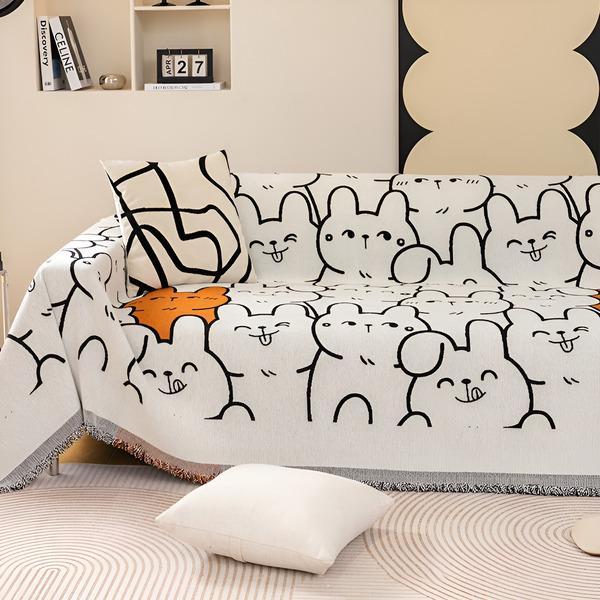 Плед покрывало на кровать/диван C00522-1 с изображением Кроликов 180х130 см - фото 6 Плед покрывало на кровать/диван C00522-1 с изображением Кроликов 180х130 см - фото 6