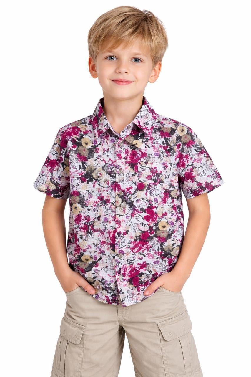 Рубашка летняя для мальчика короткий рукав AIQINIAO 310101 122 см Разноцветный (143806_122)