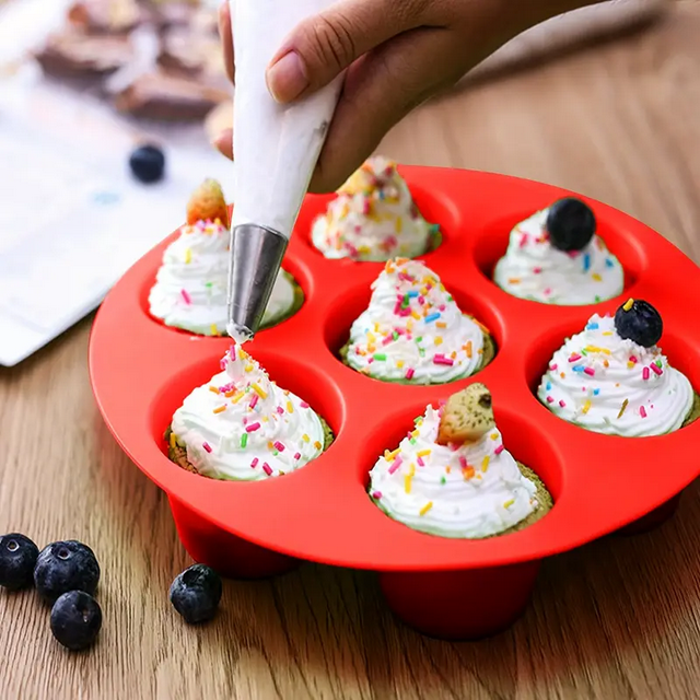 Силиконовая форма для выпечки и закусок в аэрогриле 17 см Красный (TYQ-7RE) - фото 5