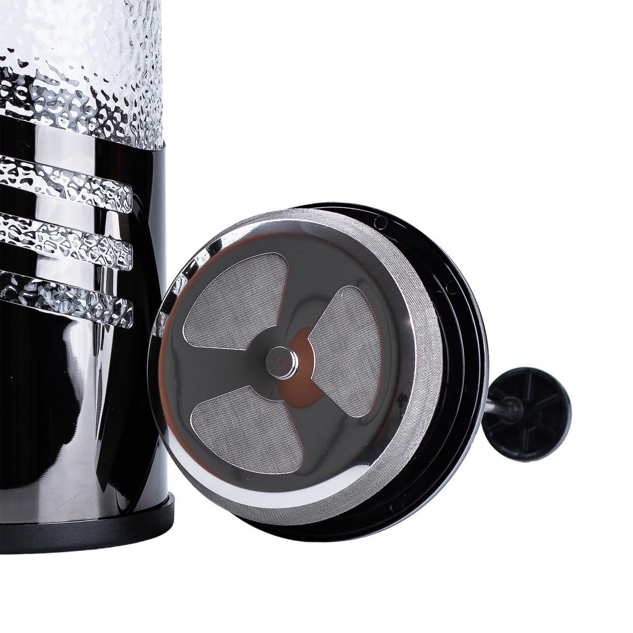 Чайник для заварки с френч прессом и фильтром 1 л Черный - фото 5