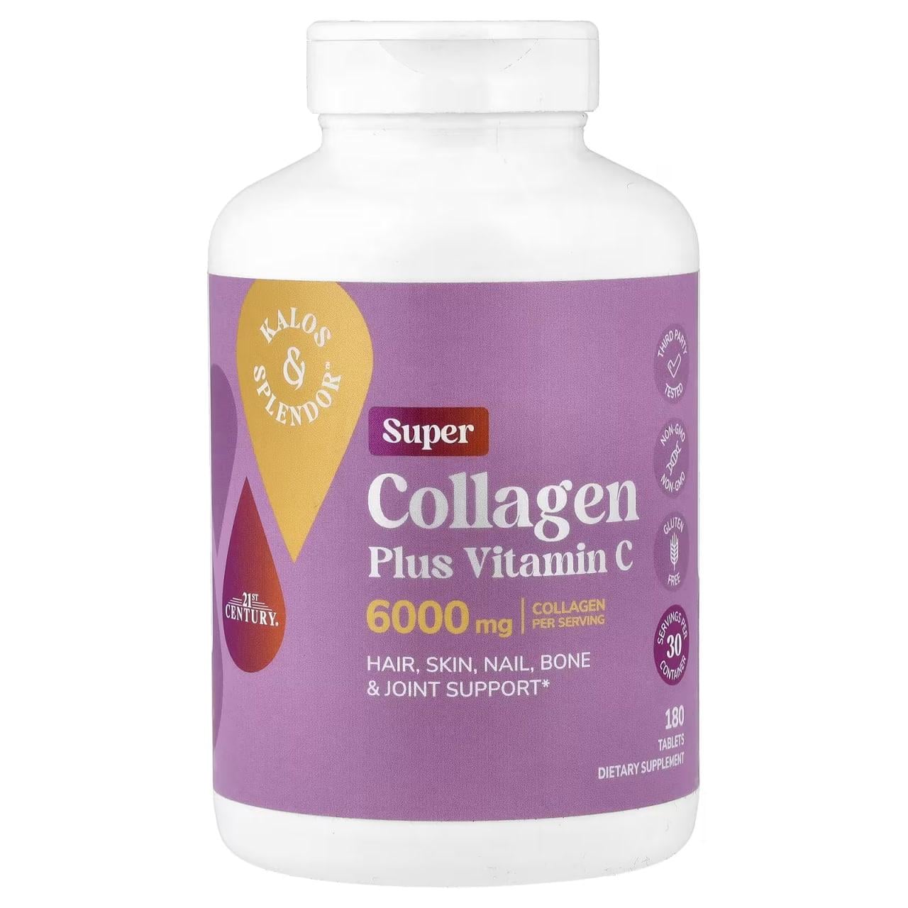 Коллаген с витамином С 21st Century Super Collagen Plus Vitamin C 180 таблеток