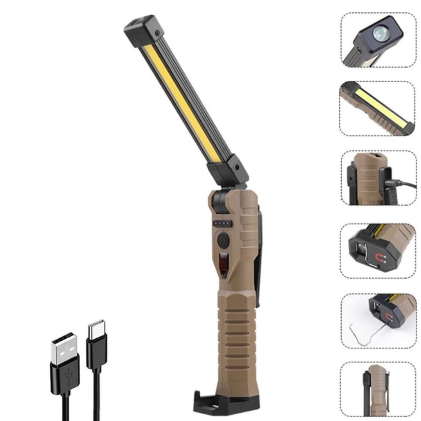 Фонарь светодиодный с Power Bank WL01-XPE/COB три режима света магнит крючок Бежевый - фото 6 Фонарь светодиодный с Power Bank WL01-XPE/COB три режима света магнит крючок Бежевый - фото 6