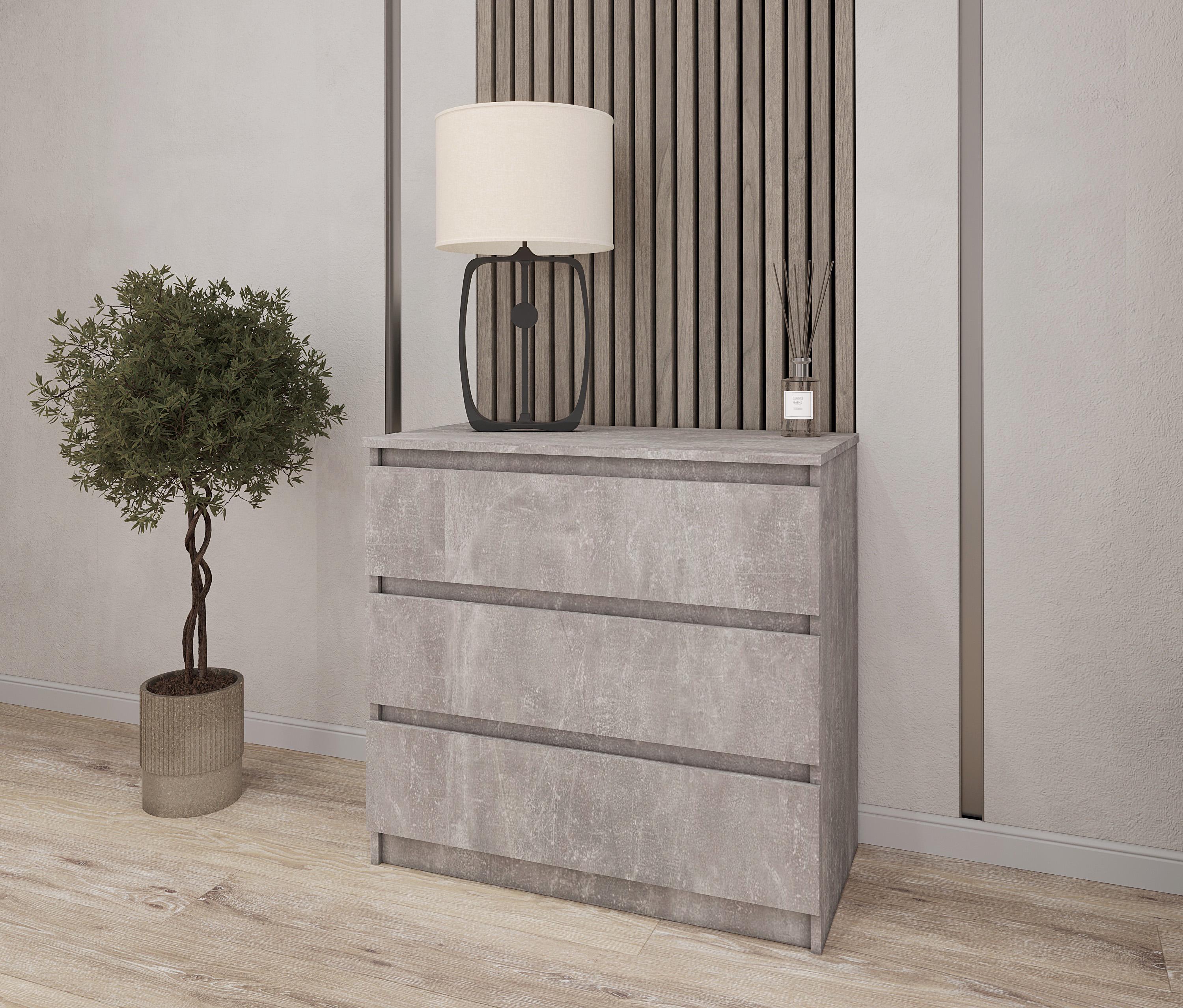 Комод на 3 висувні ящики ДСП 600х755х400 мм Бетон (NT-217)