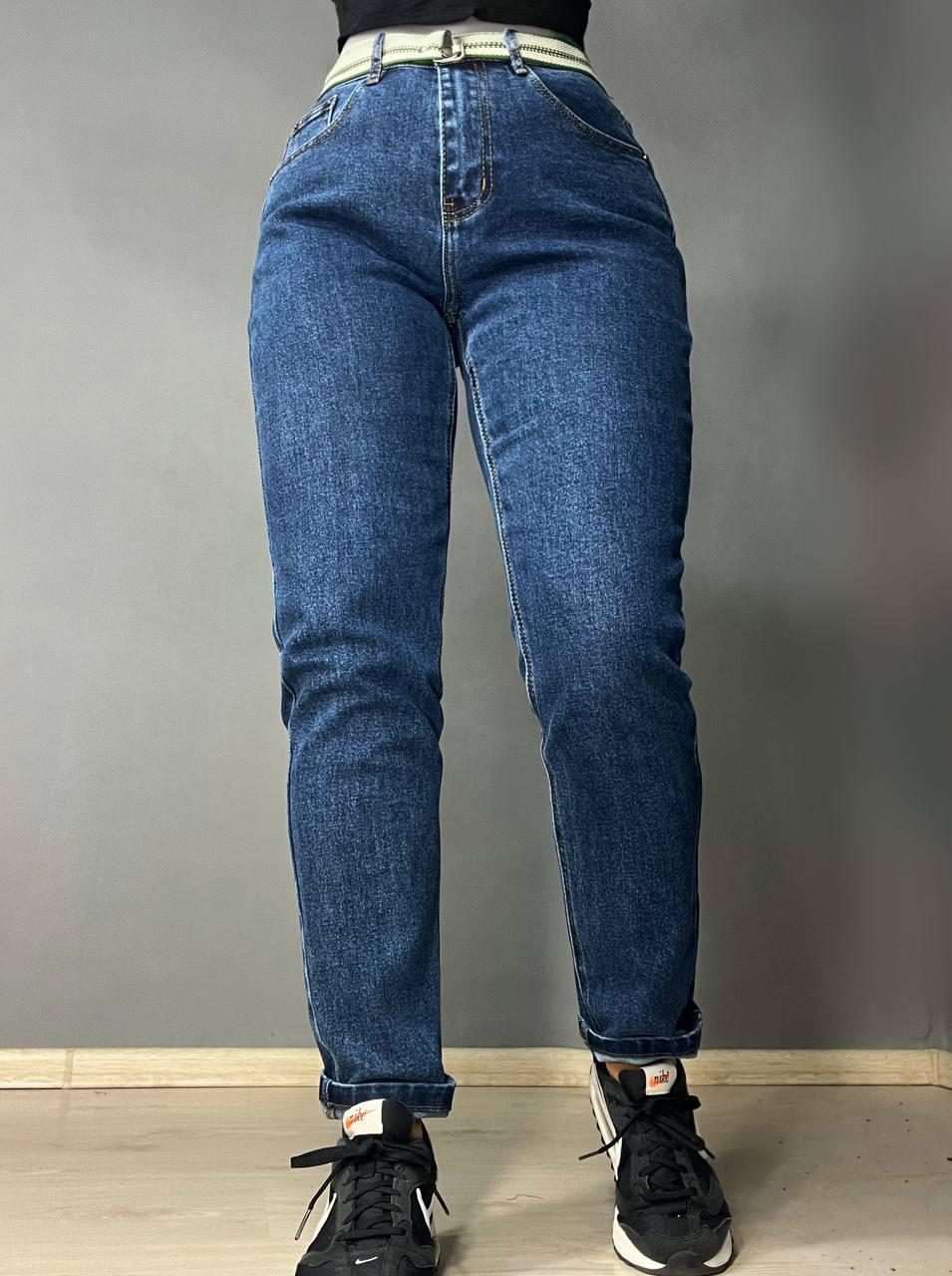 Джинсы женские Vanver 8260 MOM с резинкой на талии и ремнем р. 28 76 см 104 см Синий