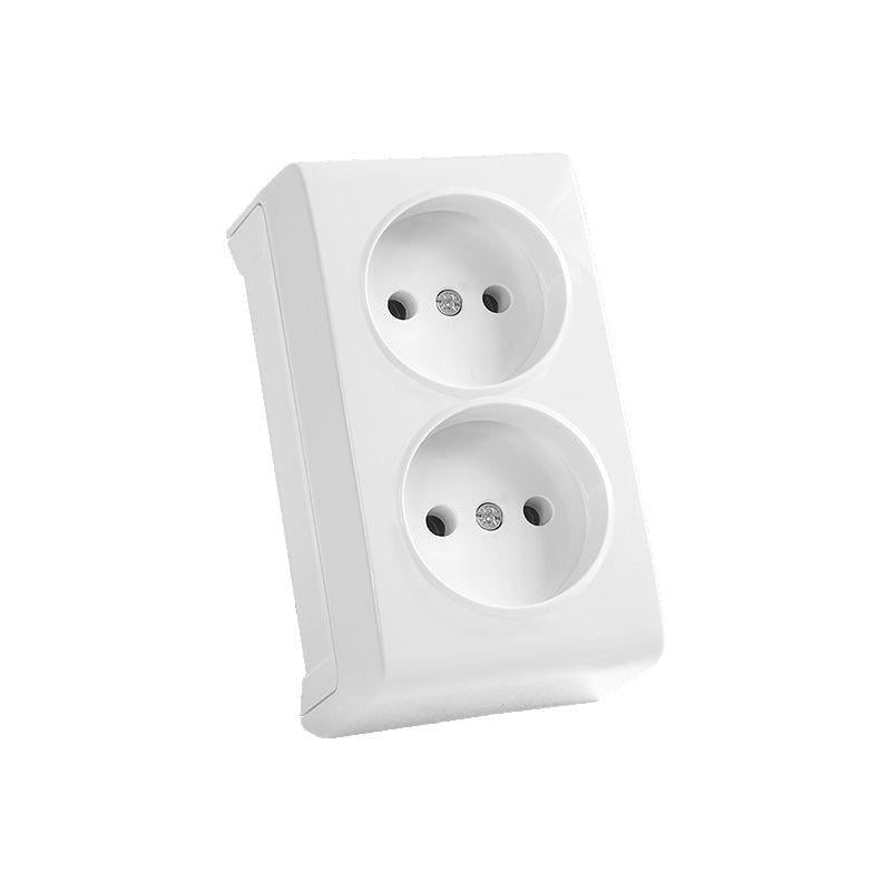 Розетка накладная двойная без заземления Viko VERA IP20 Белый (00000019955)