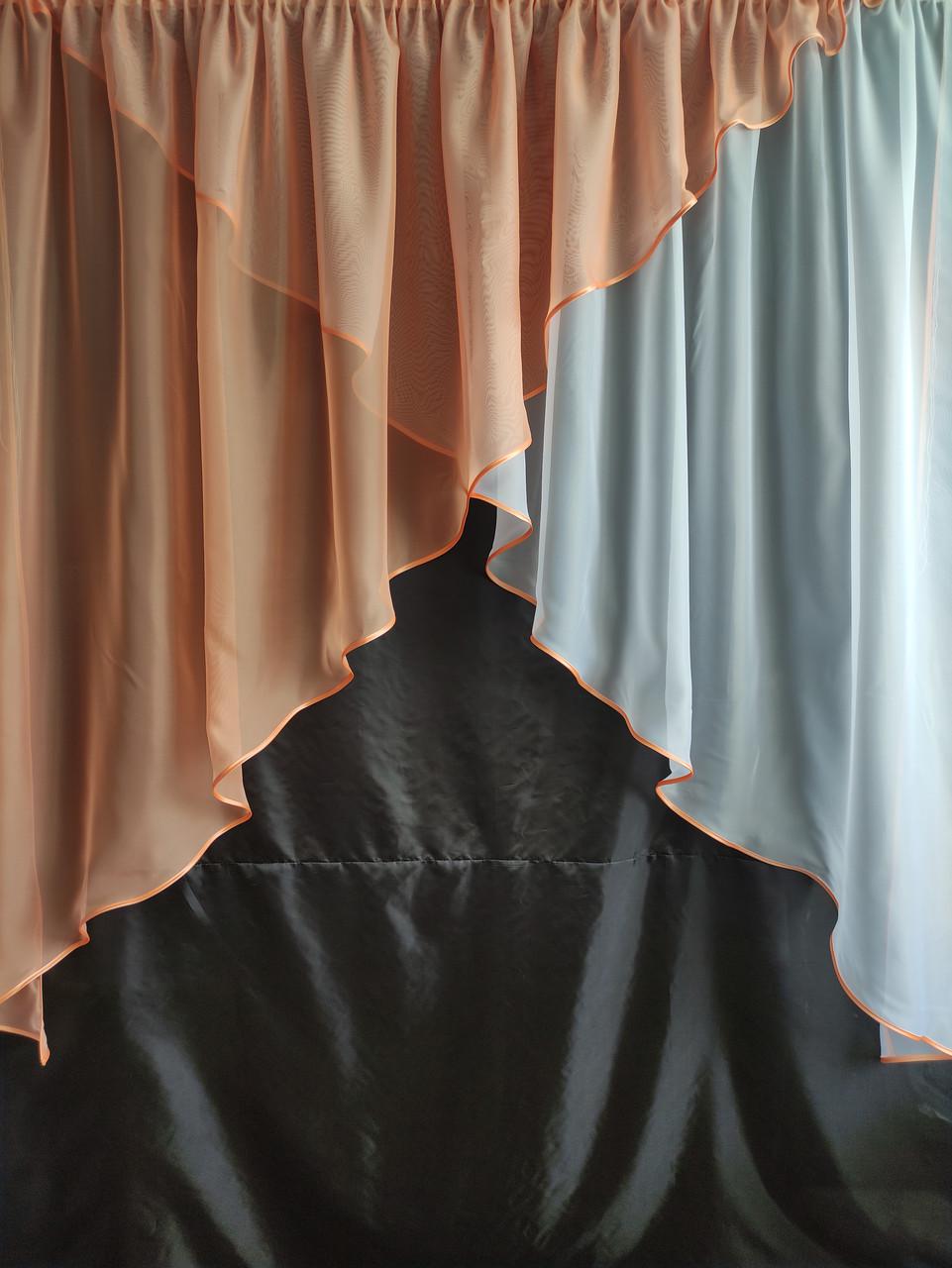 Занавеска шифоновая 300х170 см Белый с персиковым (уш-01п) - фото 1 Занавеска шифоновая 300х170 см Белый с персиковым (уш-01п) - фото 1