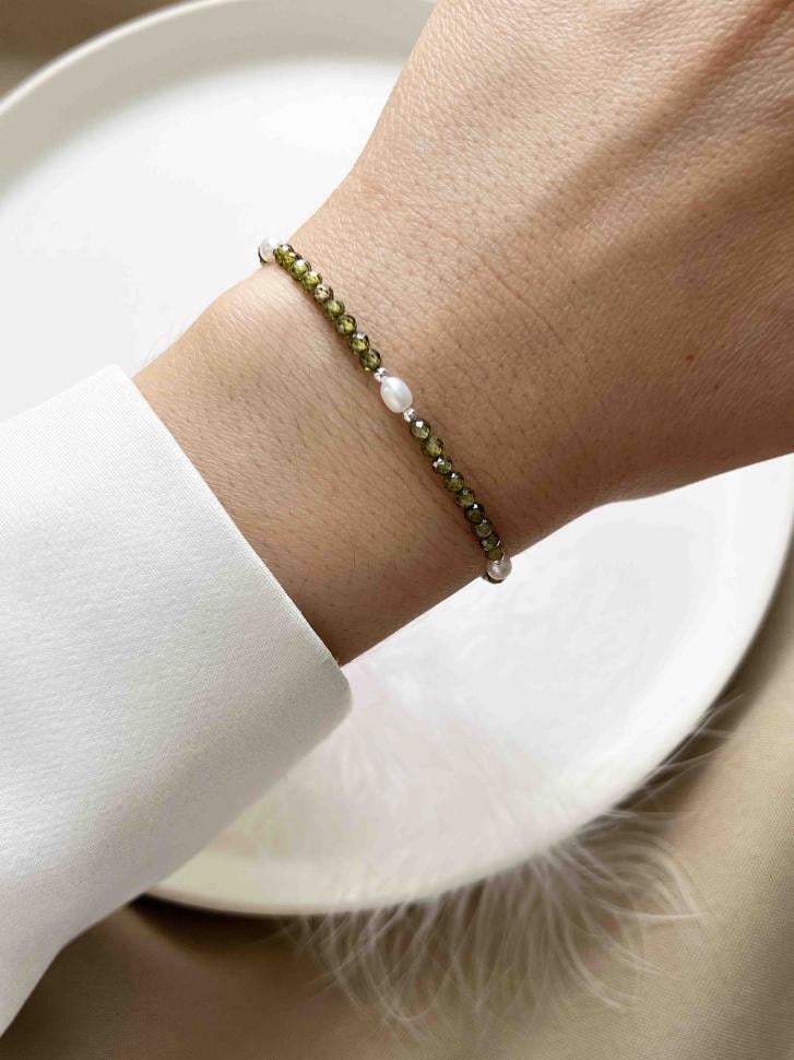Браслет с жемчугом Зеленый (5084)