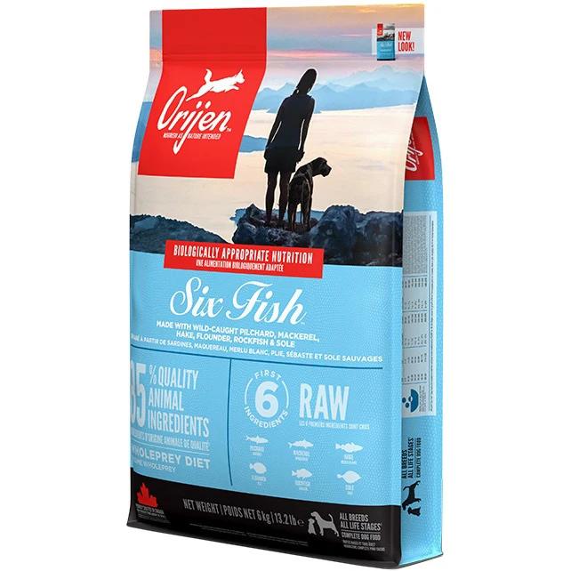 Корм сухий Orijen 6 Fish Dog для собак усіх порід та вікових груп з сардиною/макрою/хеком/камбалою/окунем та солей 6 кг (o18360)