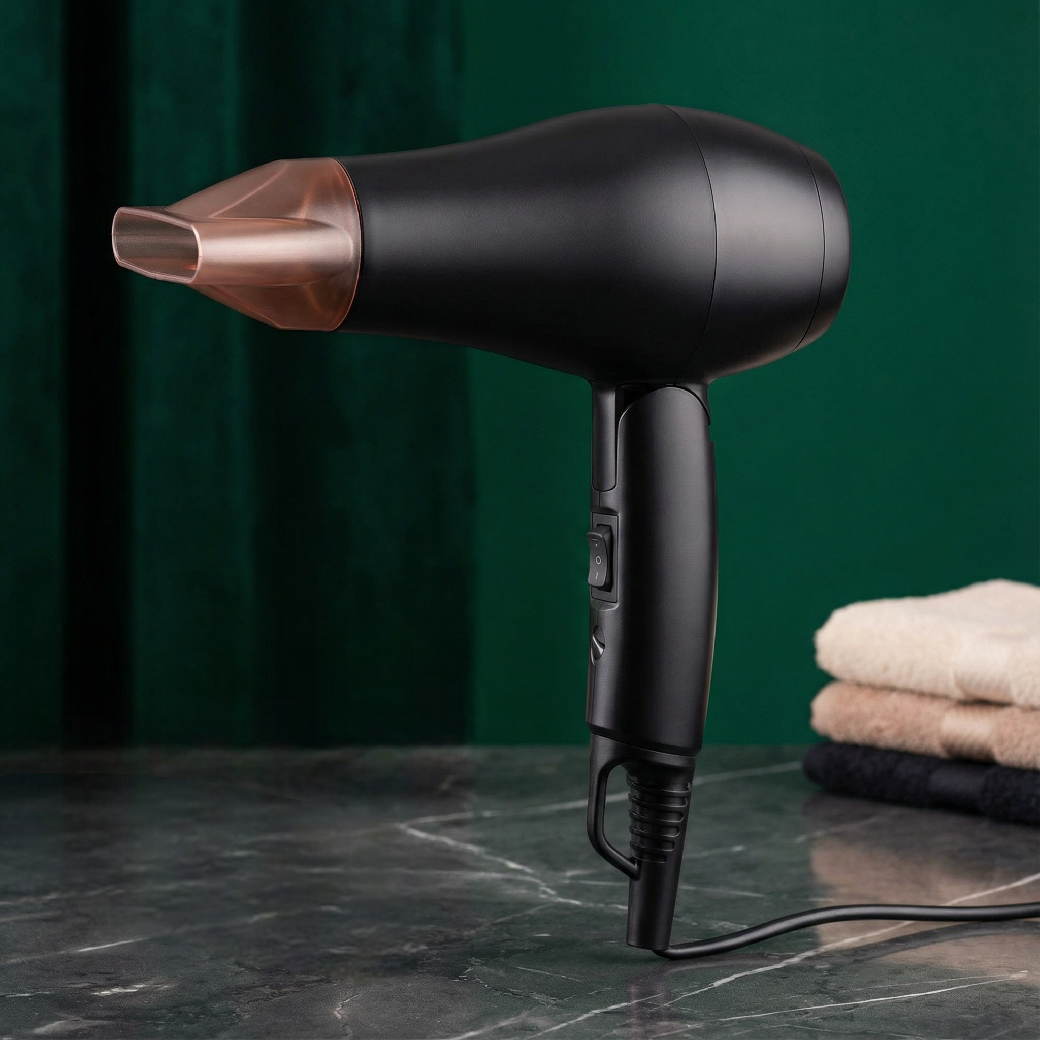 Дорожный фен для волос насадка концентратор со складной ручкой 2 режима скорости 2 температуры 1200 Вт Черный (HD-Y120T1)