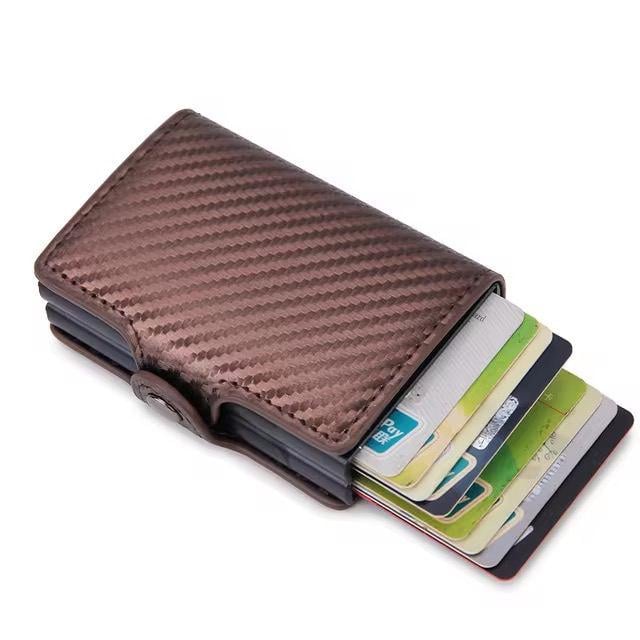 Картхолдер-кошелек двойной карбоновый для карточек и денег с RFID-защитой Бронзовый (C1807H3BronzeB)