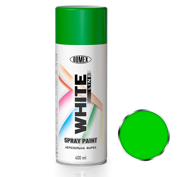 Аэрозольная краска Domex WHITE LINE флуоресцентная 400 мл RAL9015 Зеленый (2609261097) - фото 1 Аэрозольная краска Domex WHITE LINE флуоресцентная 400 мл RAL9015 Зеленый (2609261097) - фото 1