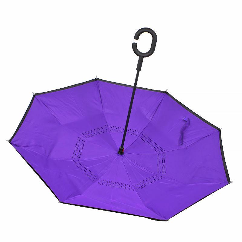 Зонтик обратной сборки Lesko Up-Brella с эргономичной ручкой Фиолетовый (2907-13291) - фото 2