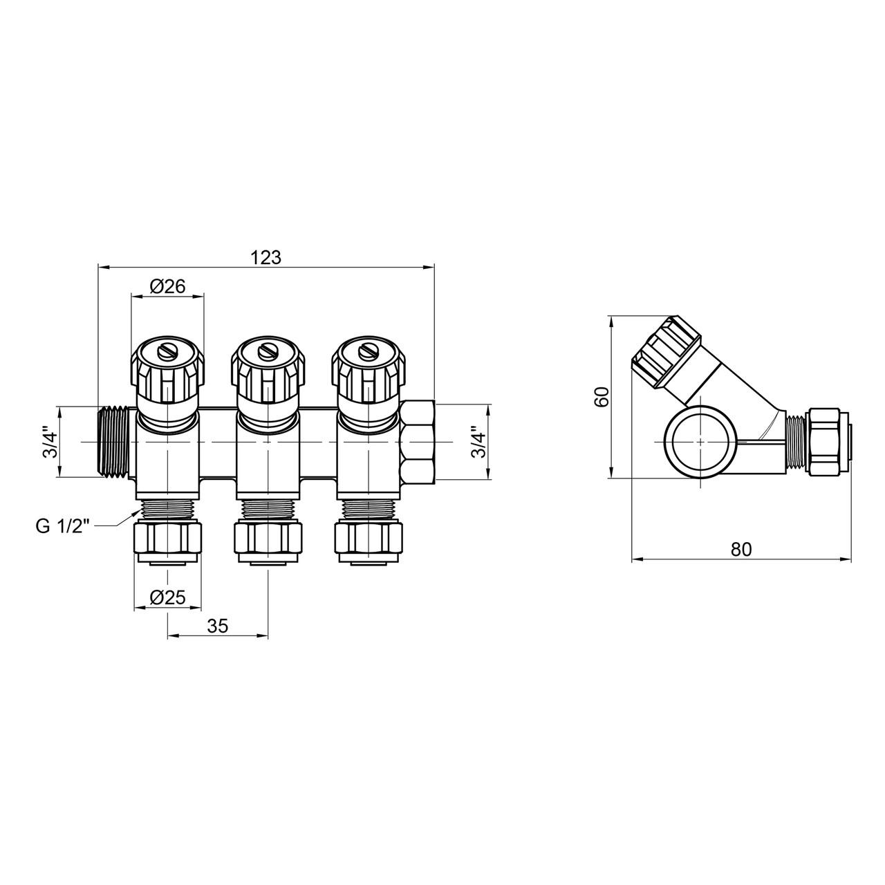 Коллектор SD Plus 3/4" 3 выхода (SD230W3) - фото 2 Коллектор SD Plus 3/4" 3 выхода (SD230W3) - фото 2