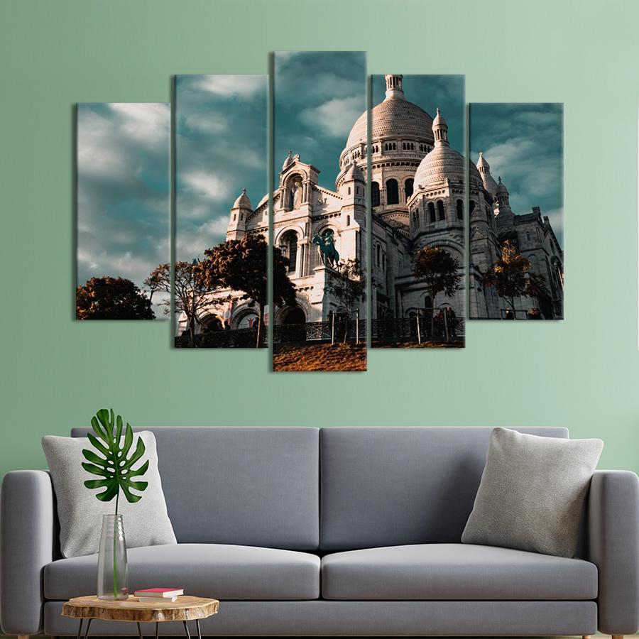 Картина город Знаменитый католический храм Сакре-Кёр в Париже 112x68 см (A673-5)