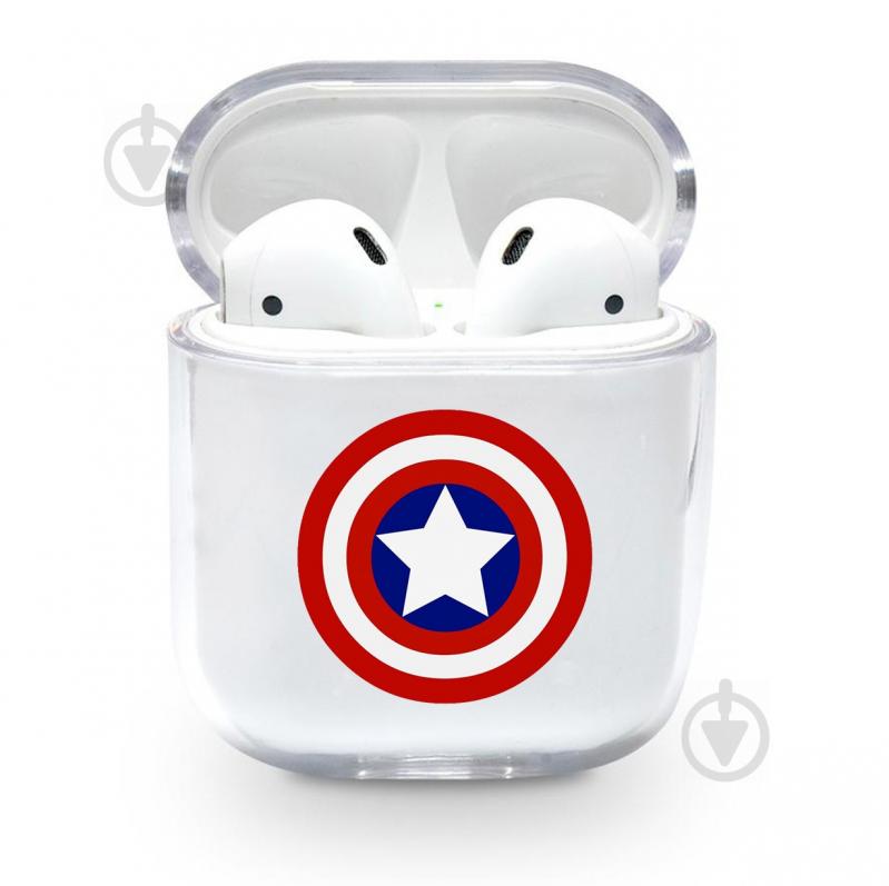 Прозрачный силиконовый чехол Apple AirPods с рисунком - Капитан Америка (KAP1206)