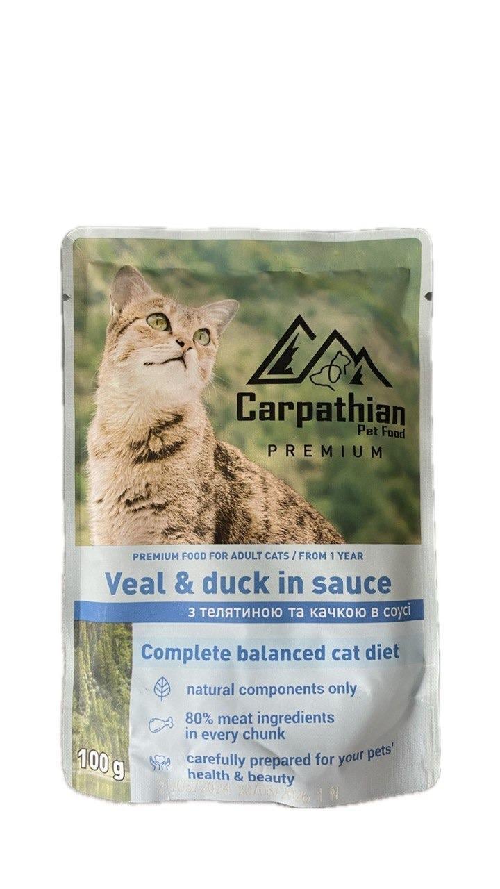 Консерва кош Carpathian Pet Food 100гр Телятина/утка в соусе (2641227946)