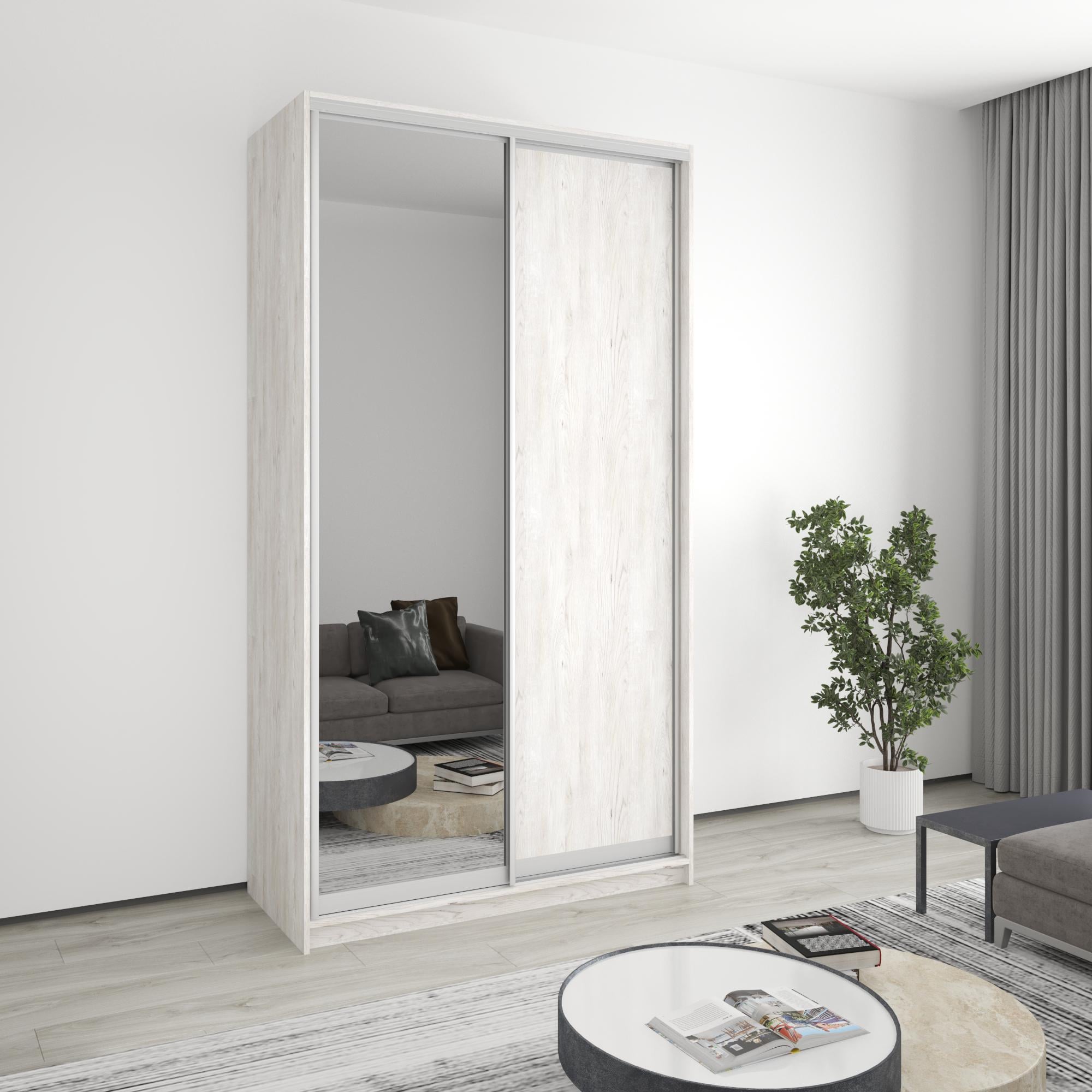 Шкаф-купе двухдверный MebelStar стандарт AL ДСП/зеркало 130x45x240 см Аляска серый (MBS-3711)