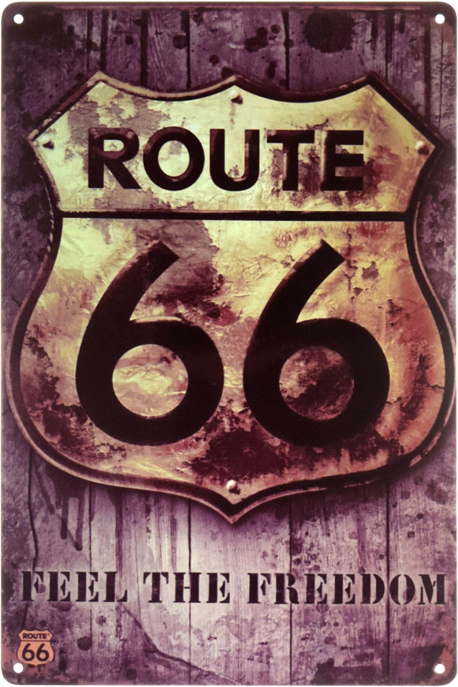 Табличка металева Траса 66 Відчуй Cвободу/Route 66 Feel The Freedom 20x30 см