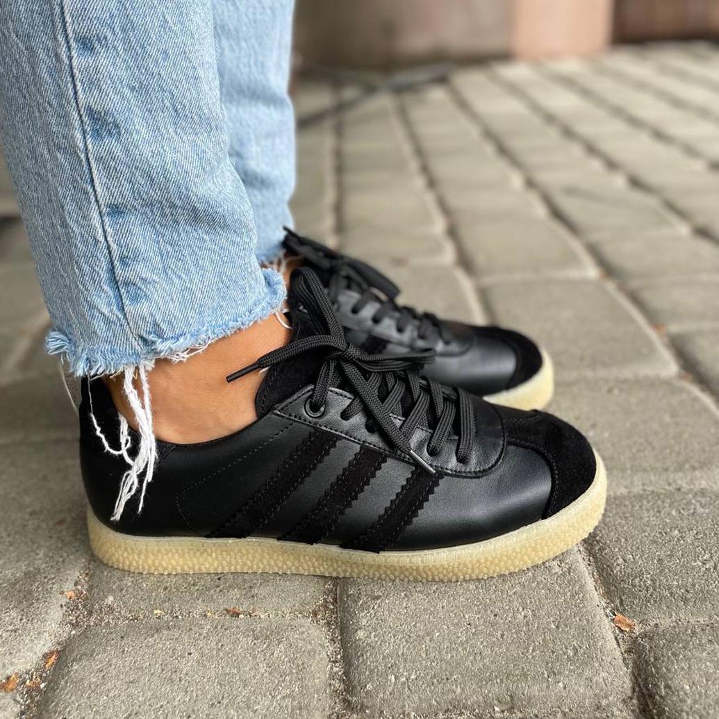 Кеды женские Zlett Gazelle из натуральной кожи и замшевыми полосками р. 35 Черный (1212)