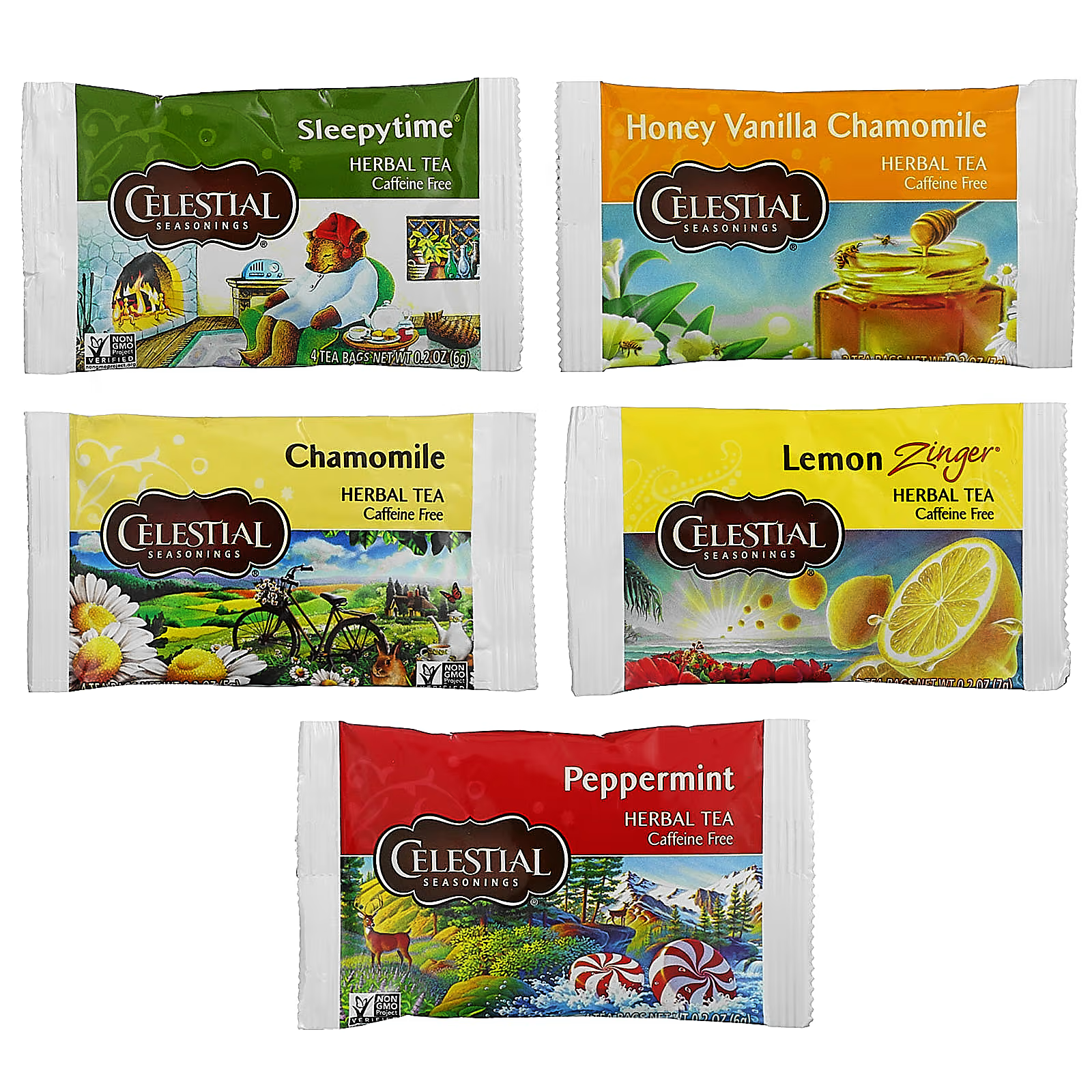 Набір трав'яних чаїв Celestial Seasonings без кофеїну 5 смаків 18 чайних пакетиків 30 г - фото 3