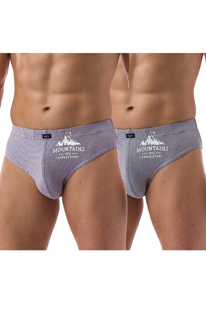 Трусы слип Key р. 48/M Серый/Сиреневый (74009)