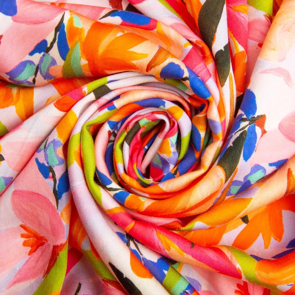 Ткань штапель вискоза Цветочный рай 135 гр/м2 платяная (26590)