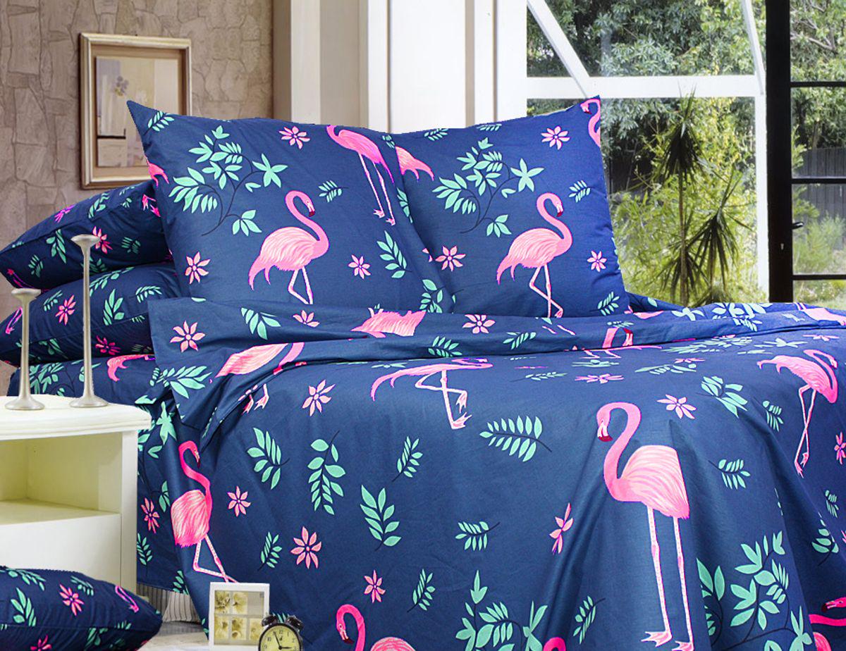 Простынь на резинке Еней-плюс Р0071 140х200 см Синий/Розовый