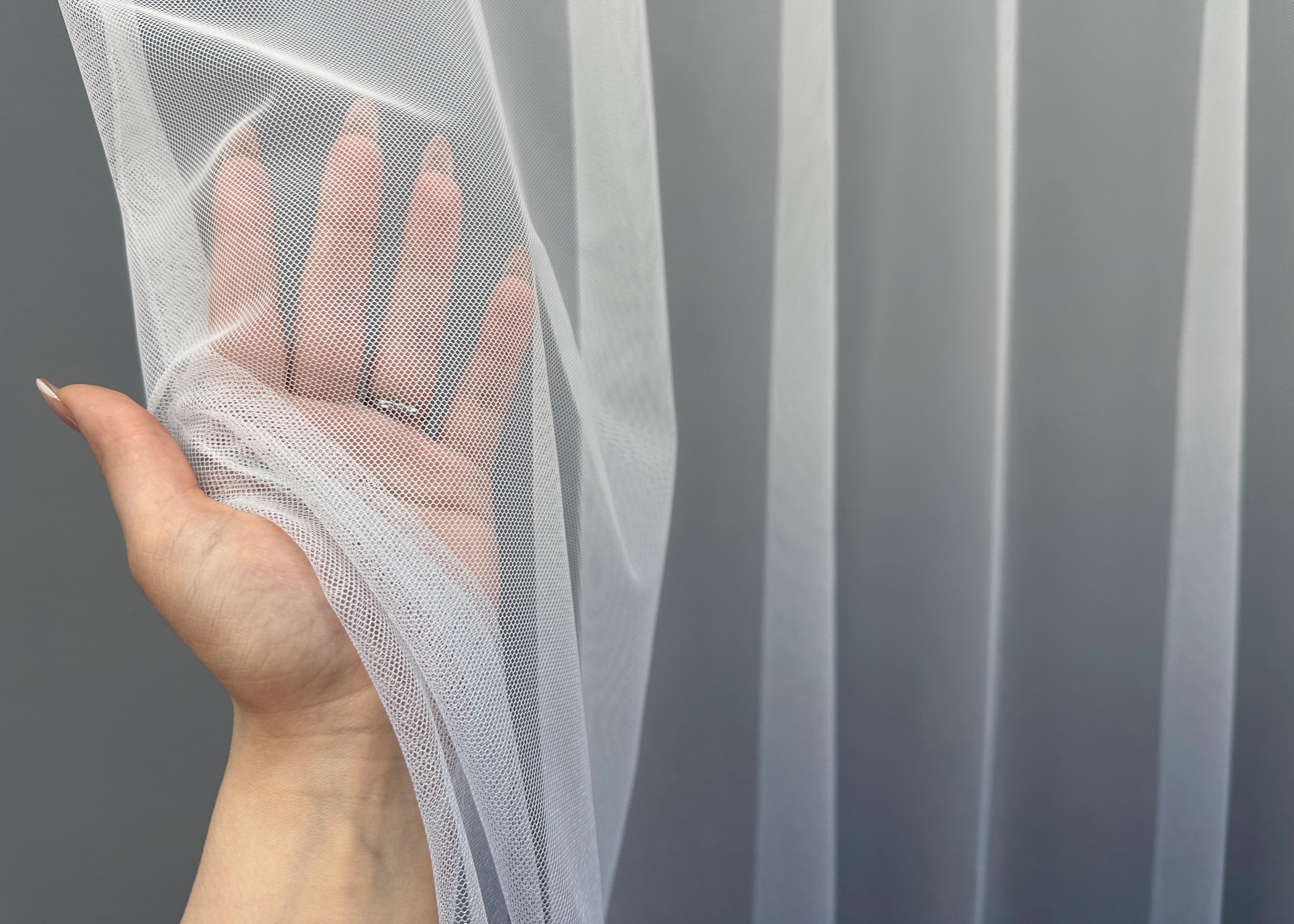 Тюль VR-Textil 1652т Грек-сетка омбре 300х270 см Серо-голубой (42-0624) - фото 4 Тюль VR-Textil 1652т Грек-сетка омбре 300х270 см Серо-голубой (42-0624) - фото 4