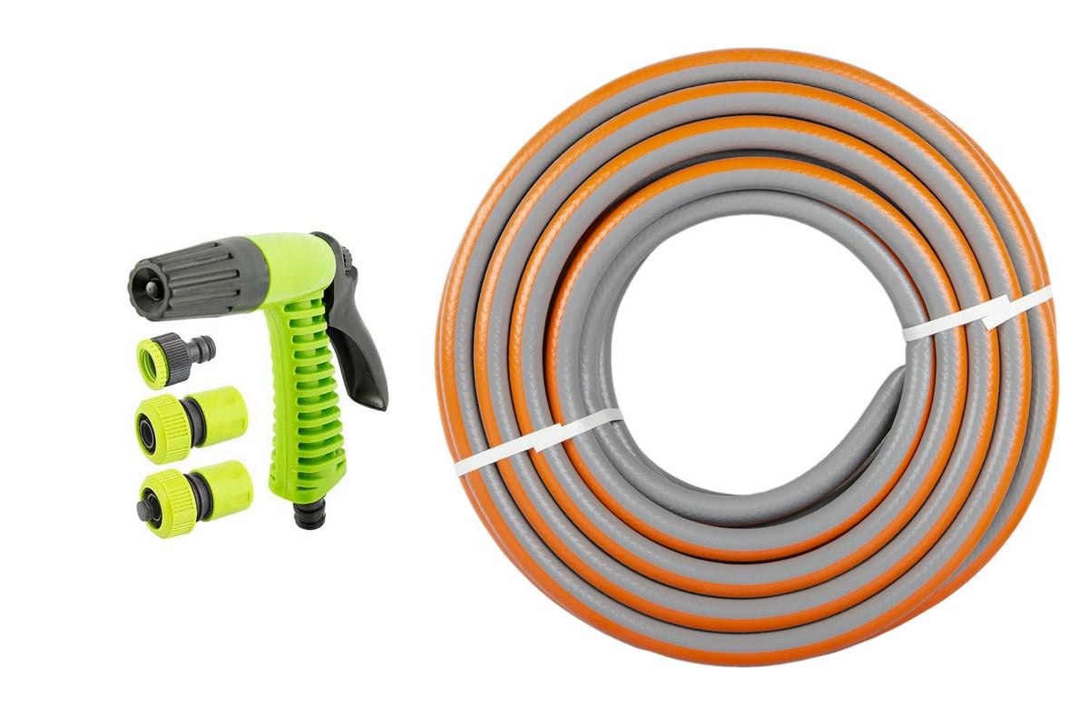 Шланг садовый для полива MasterTool MURAVA 3/4" 25 м с комплектом подключения Серый (92-1062SET) Шланг садовый для полива MasterTool MURAVA 3/4" 25 м с комплектом подключения Серый (92-1062SET)