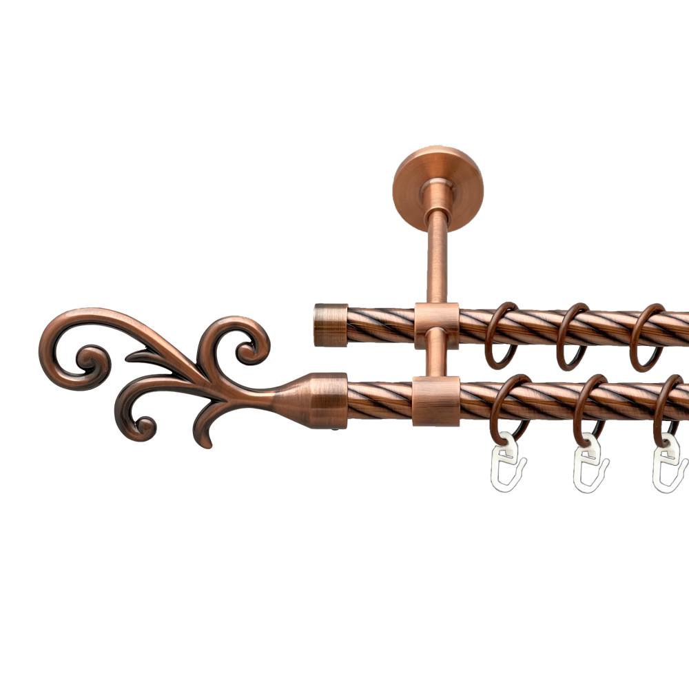 Карниз Orvit Фала металевий дворядний закритий скручена труба кільце металеве 16/16 мм 300 см Мідь (00-00025374)