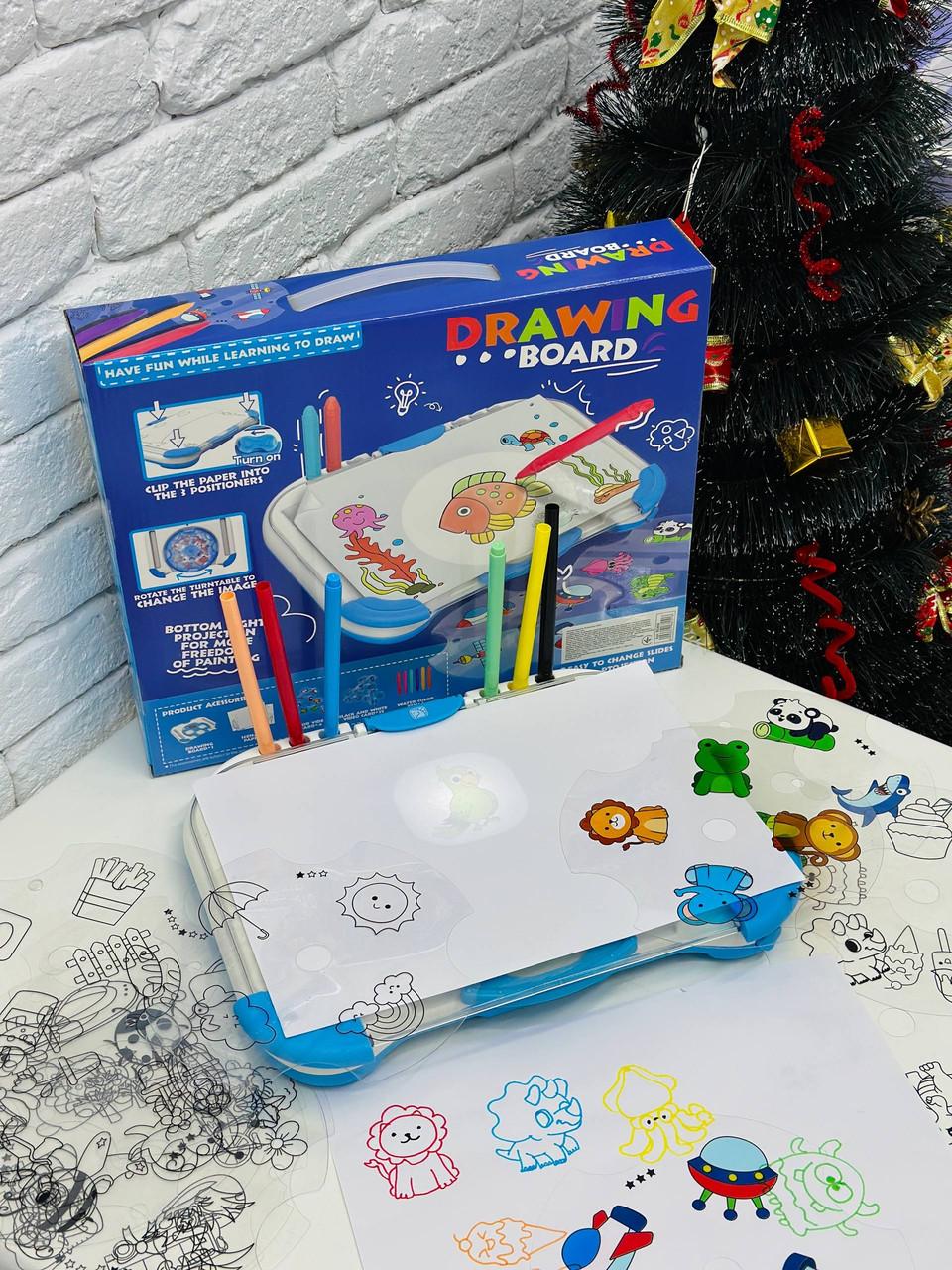 Проектор дитячий настільний для малювання творчості інтерактивний для дітей 16 слайдів по 4 трафарети на кожному