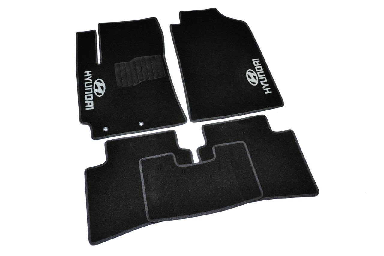 Килимки автомобільні ворсові в салон для Hyundai Accent 2017-т. ч. Solaris 5 шт. Чорний (BLCCR1816)