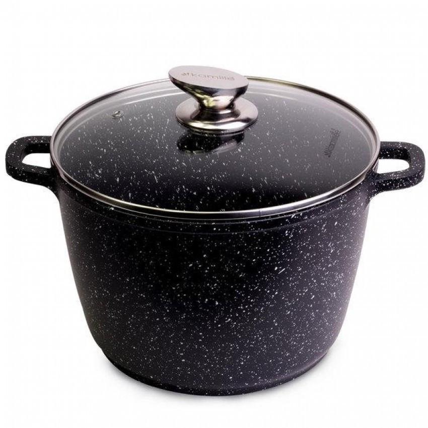 Каструля з кришкою Kamille алюмінієв лита з антипригарним покриттям 6,2 л 24х16,5 см Чорний мармур (1049957556)