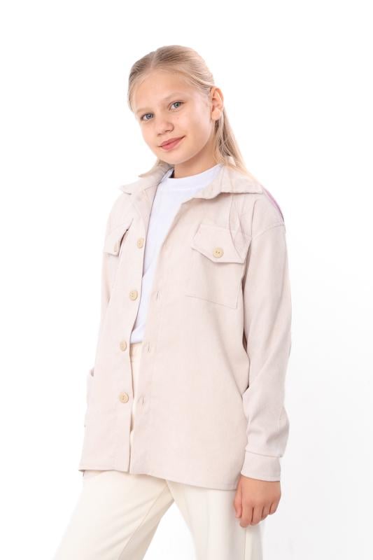 Сорочка з мікровельвету вільного крою для підлітка Носи Своє з кишенями 152 см Бежевий (6417-045)