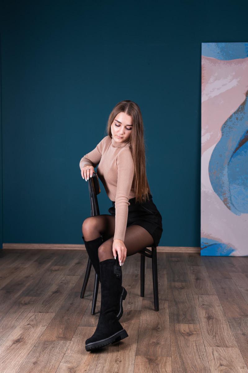 Ботфорти жіночі зимові Fashion р. 39 25 см Чорний (3414) - фото 9 Ботфорти жіночі зимові Fashion р. 39 25 см Чорний (3414) - фото 9