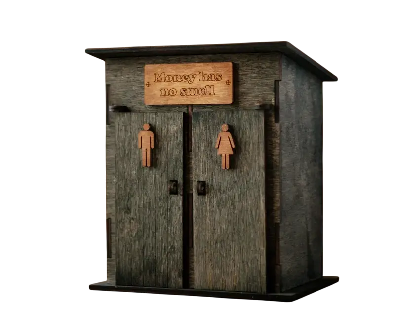 Скарбничка-туалет дерев'яна 18х14х11 см Чорний (piggy_bank-3)