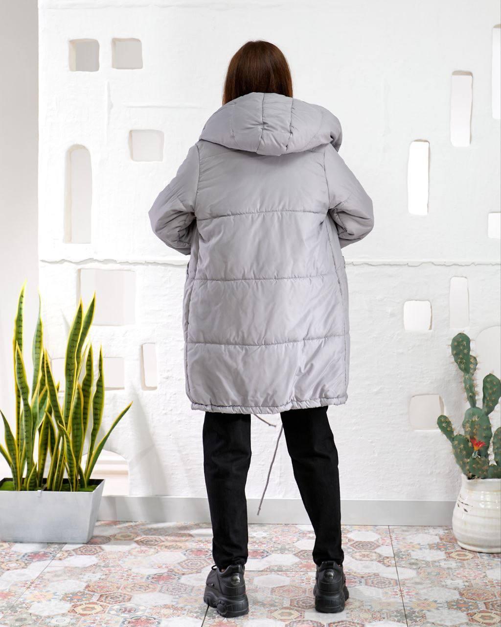 Куртка женская зимняя/демисезонная Зефирка до -15°С 4XL-5XL Серый (OV-596SI-4XL-5XL) - фото 4