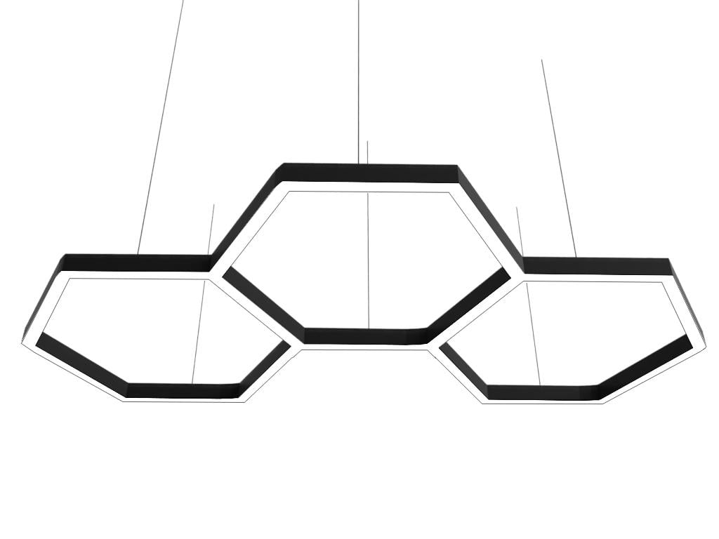 Подвесной светильник светодиодный Соты 3-23 220V 250W 40000 Lm 6500K Черный (LED_4877)